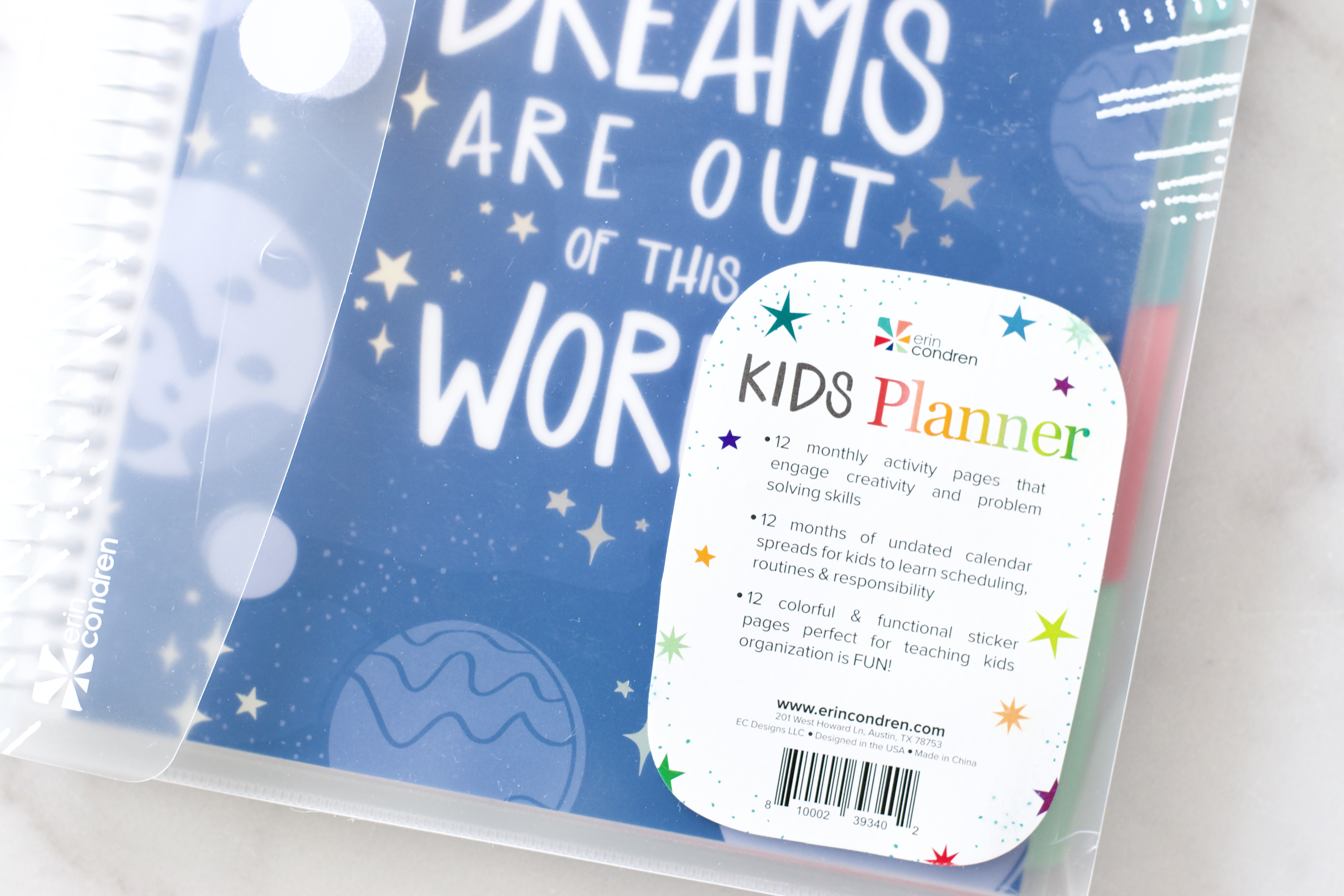 Dreaming Has No Limits Month Undated Planner with Dividers and Activity Sheets and Stickers. 7 x 9 2nd Edition Erin Condren Kids Planner /& Activity Book 12