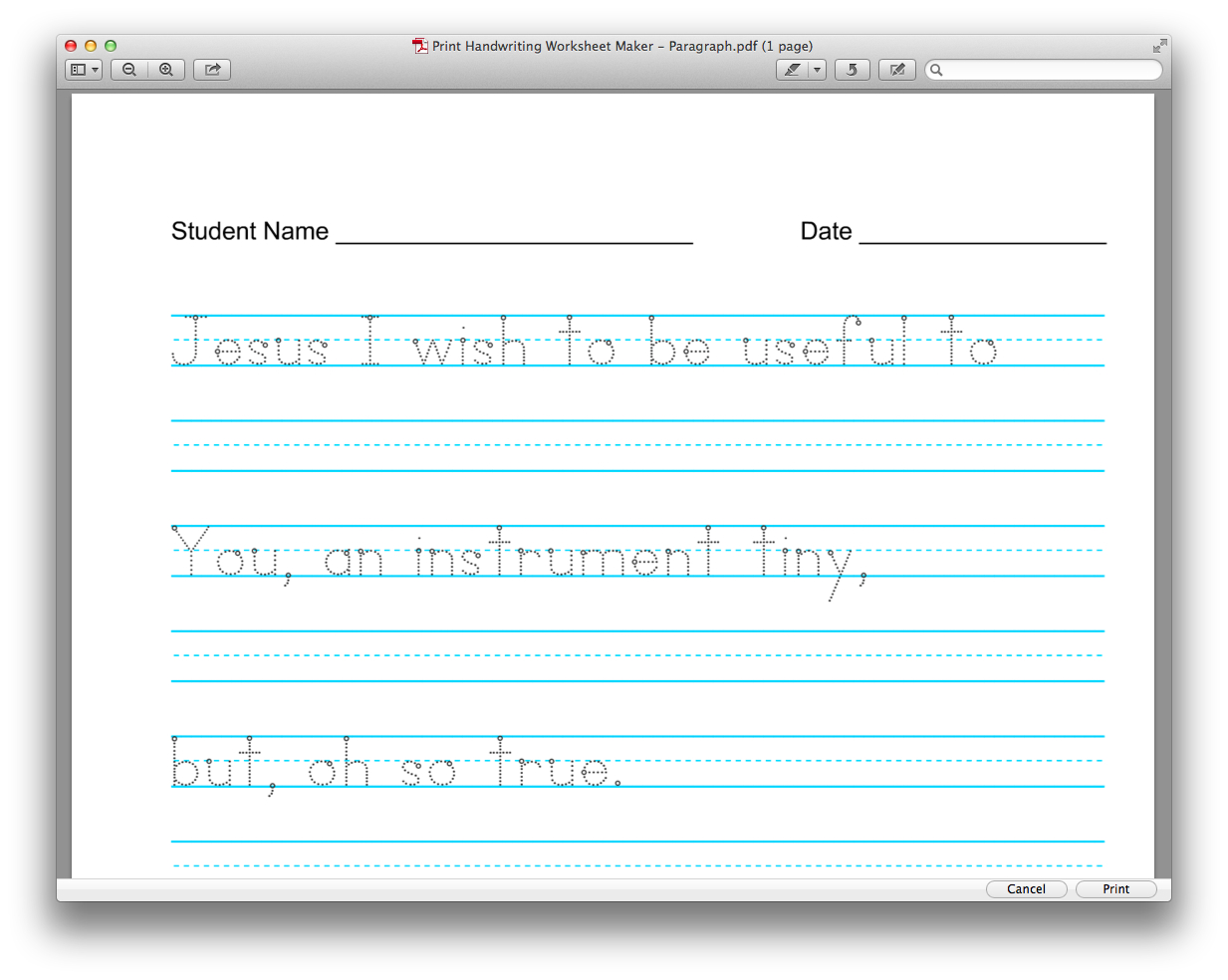 Free custom printable handwriting worksheet templates