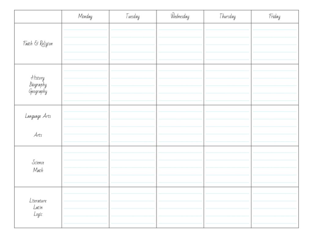 Blank weekly planning table | Wildflowers and Marbles