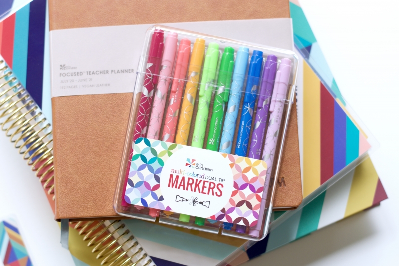Erin Condren Designer Colorful Dual - Tip Markers - Earth 6 Pack. Fine and  Standard Tip Set, Double Sided for Drawing, Coloring
